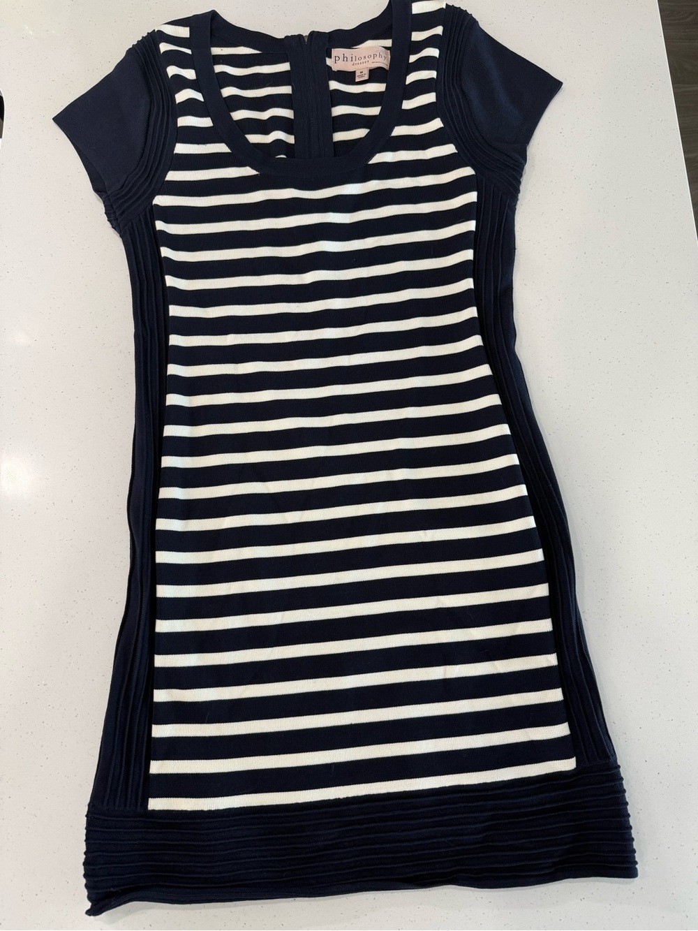 Philosophy Navy and White Striped Knit Dress
